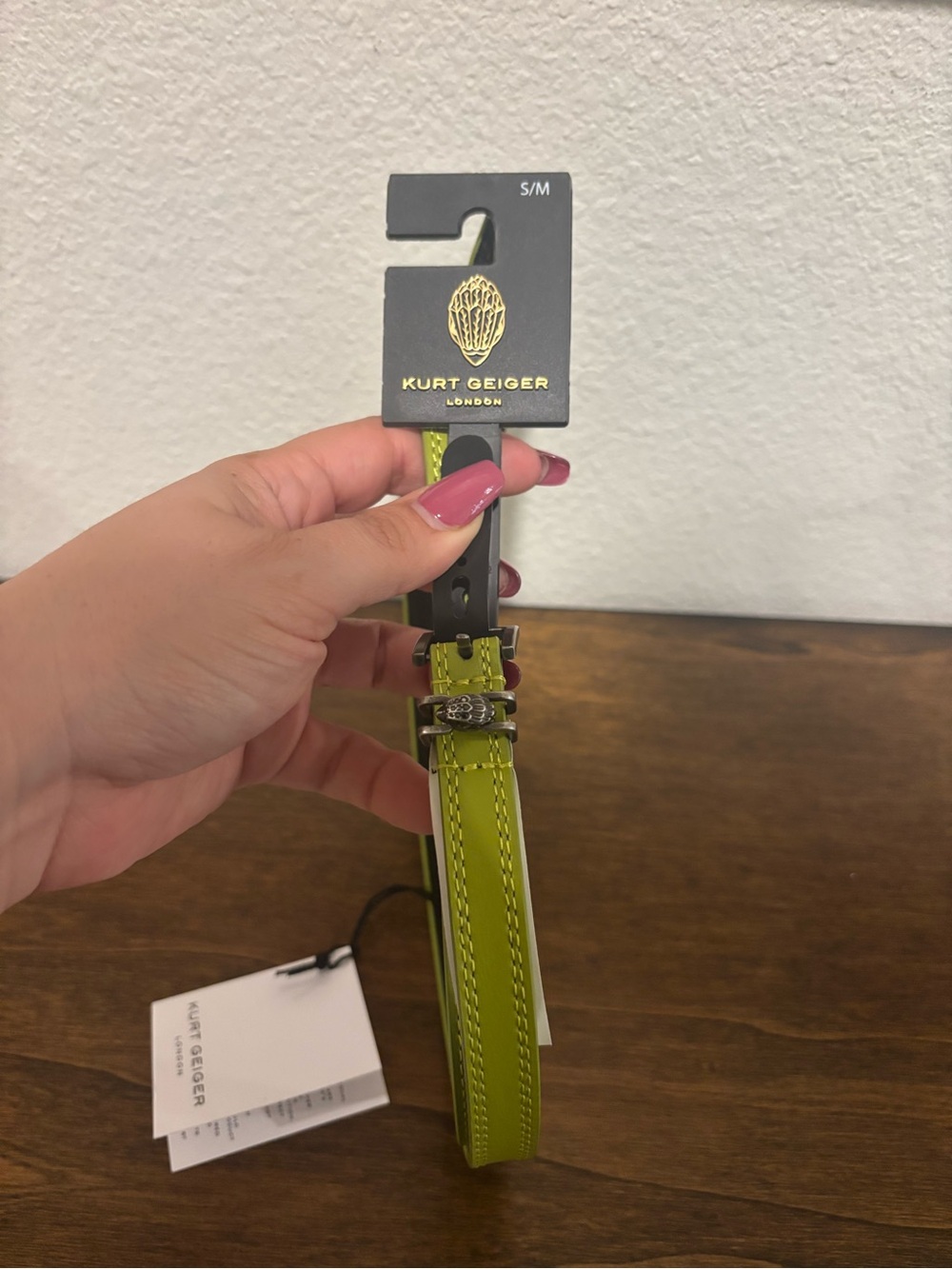 Kurt Geiger Black and Lime Green Leather Belt